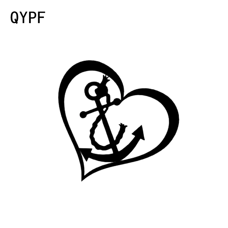 QYPF 11 5*11 6 см интересный якорь в форме сердца и веревка круг автомобиля стикер