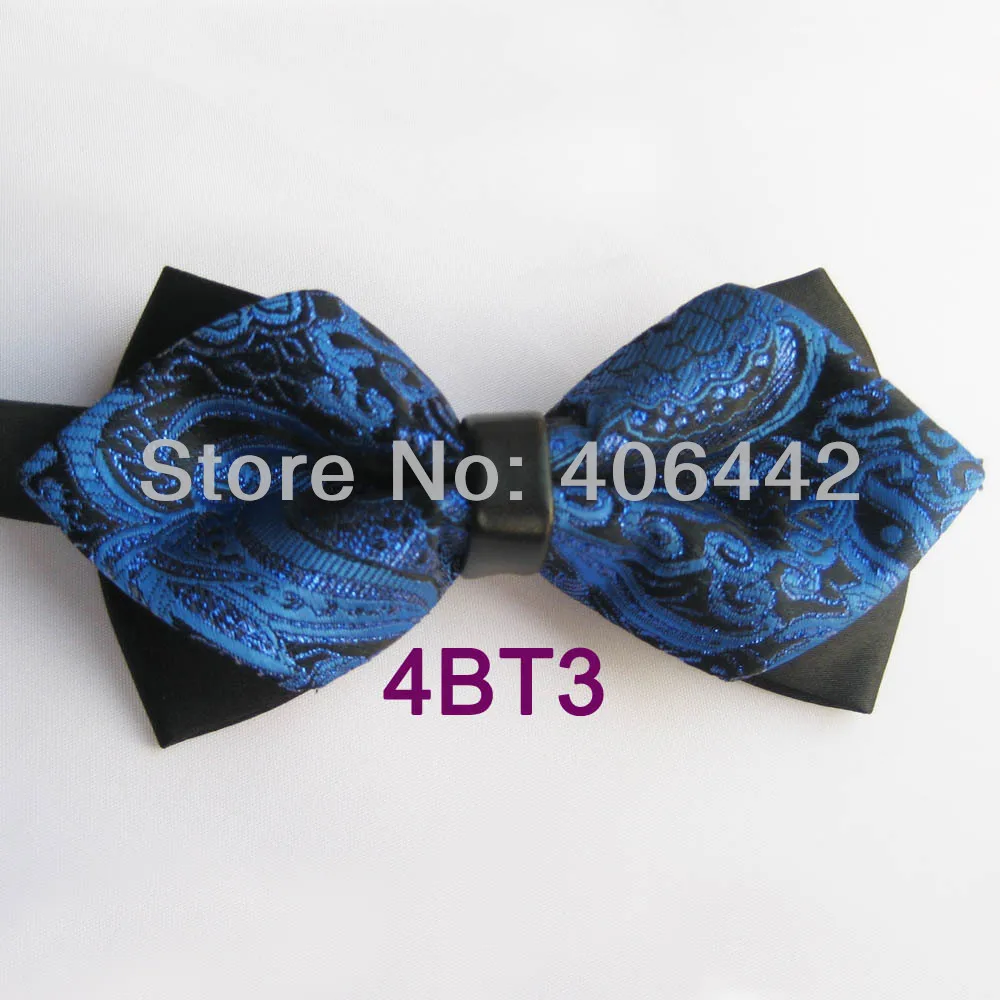 Yibei Coachella Ties Diamond Design Black&ampRoyal Blue Shiny Paisley Bow Tie Adjustable Adults Tuxedo Bow-tie Unisex butterflys |