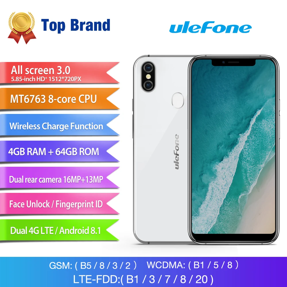 Ulefone X 5 85 "HD + смартфон MT6763 Octa Core Android 8 1 Оперативная память 4G B Встроенная 6 16MP 3300