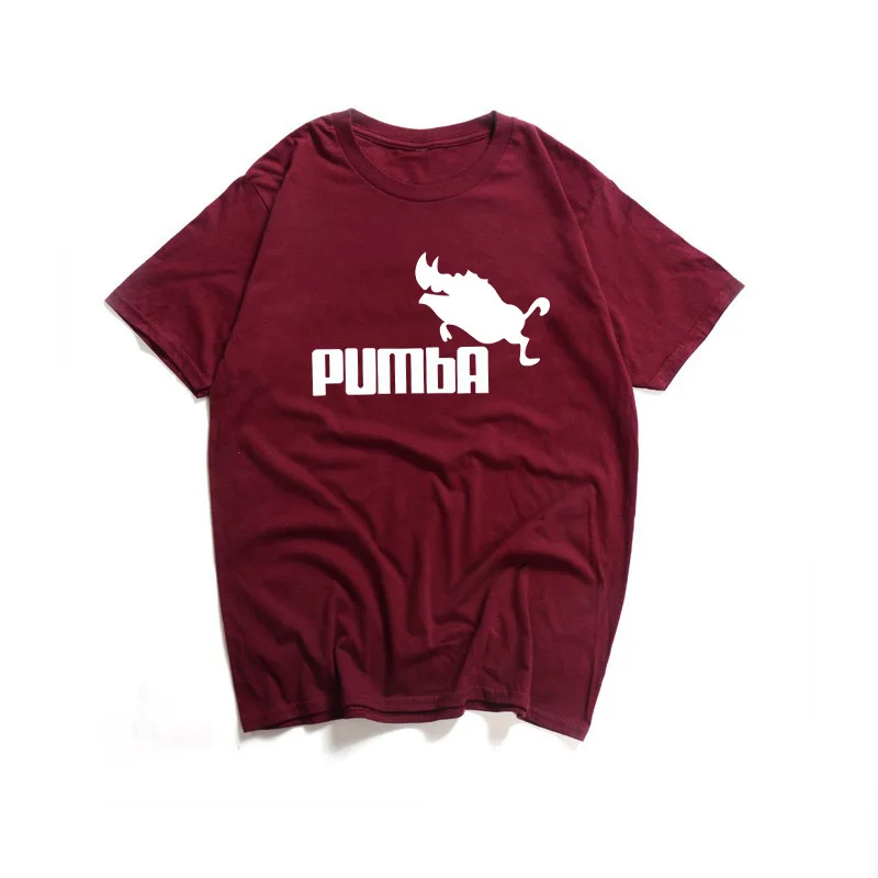 100% хлопок милые забавные футболки camisetas hombre Короткие рукава Пумба Футболка