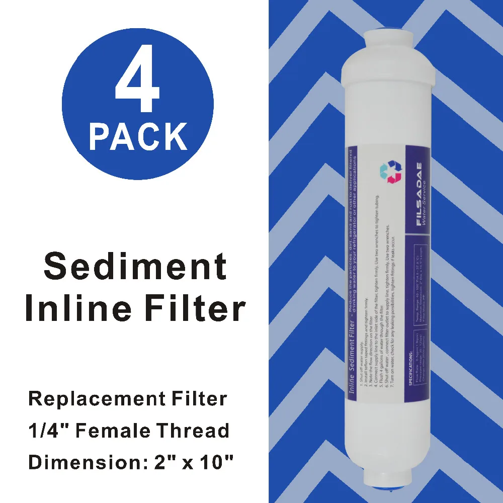 

Reverse Osmosis System Replacement Water Filter Cartridge 2" OD X 10-Inch T33 Inline Sediment Water Filter 1/4" Female - 4 PACK