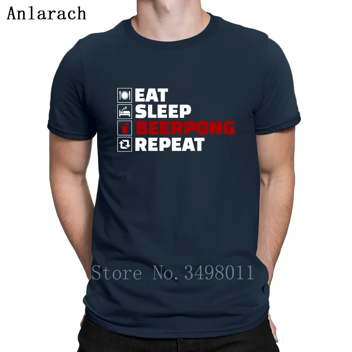 Футболка Eat Sleep Beerpong Repeat дизайнерская футболка из 100% хлопка S-Xxxl новая весенняя