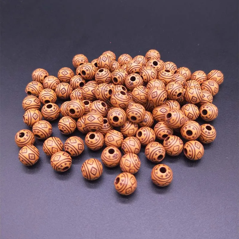 100pcs 8mm Imitation Wood Beads Plastic Spacer Loose Necklace Bracelet DIY Crafts Jewelry Making Accessories | Украшения и