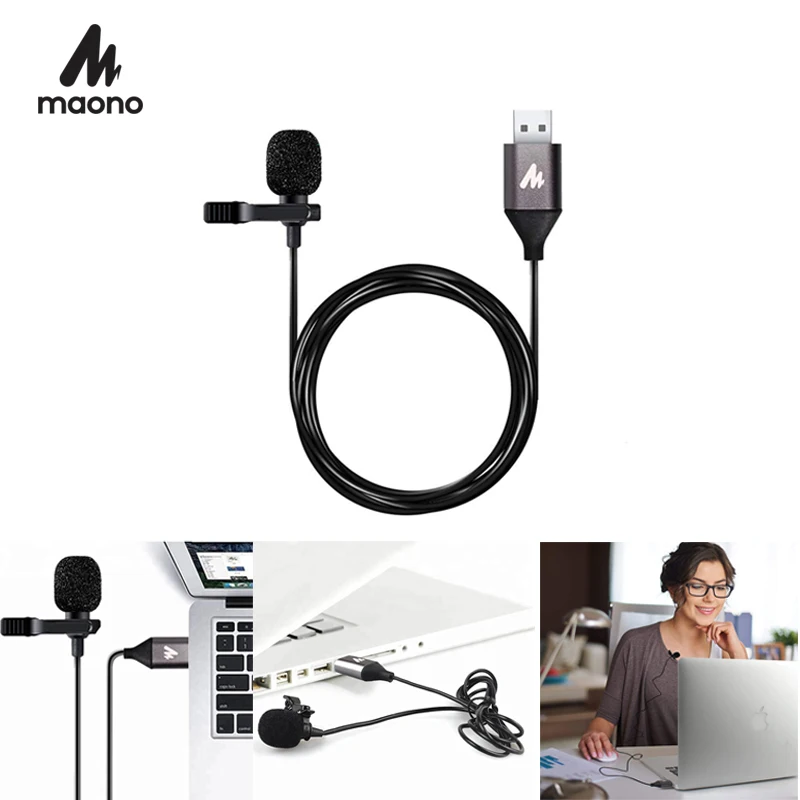 MAONO USB Lavalier микрофон конденсаторный отворот свободные руки зажим на воротник
