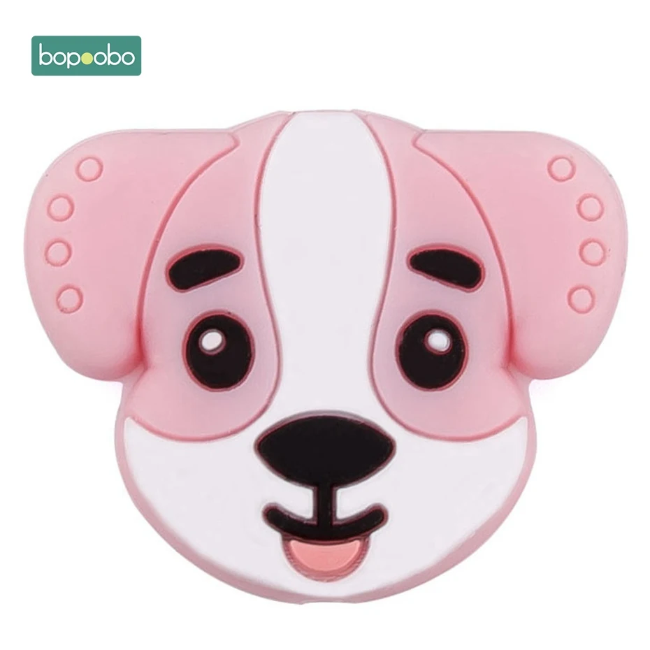 Pink Dog Bopoobo 3 шт. Силиконовые Прорезыватели для зубов мини Щенок Детские игрушки может Жевательная еда класс Силиконовые Бусины DIY ювелирные изделия браслет кроватка собака игрушка - Цвет: Pink Dog