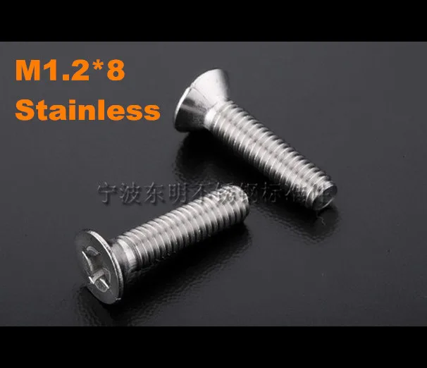500 шт./лот M1.2 * 8 км нержавеющая сталь потайная головка philips микро машина винт