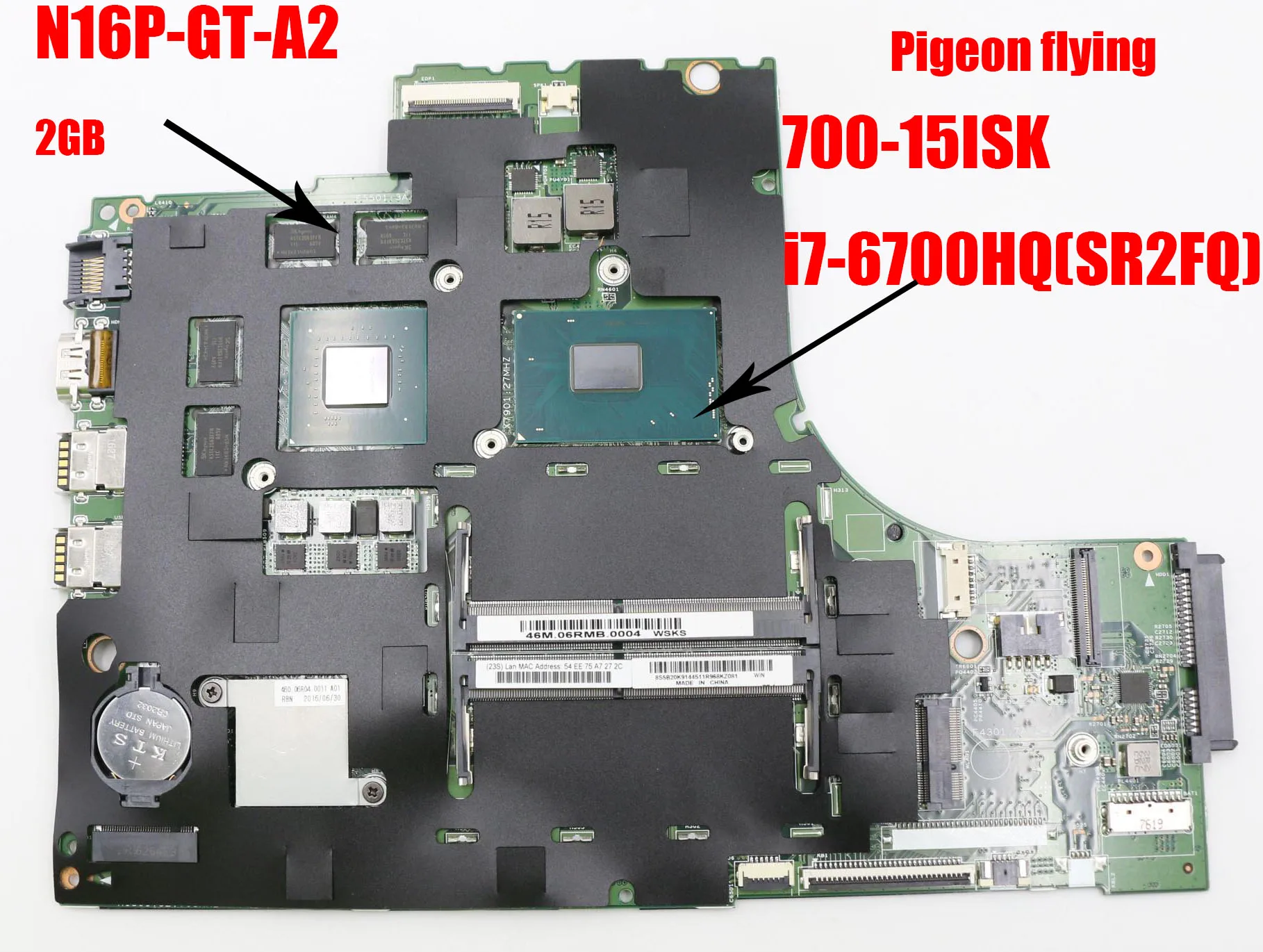 15221-1 м для lenovo ideapad 700-15ISK Материнская плата Процессор i7-6700HQ N16PGT 2 Гб FRU 5B20K91442 Тип 80RU ТЕСТ ОК