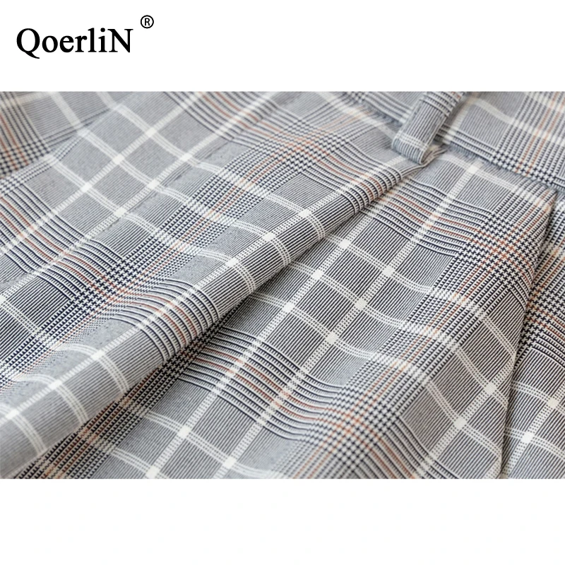QoerliN Plaid клетчатые костюмы короткие брюки женские элегантные офисные для девочек