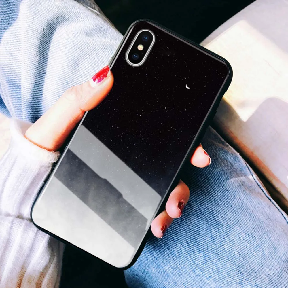Закаленное стекло звездное небо чехол для телефона iPhone XR Xs Max X 8 7 6S 6 Plus