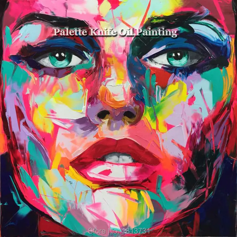 

Hand painted Francoise Nielly Palette knife portrait Face Oil painting Character figure canva wall Art picture16-32