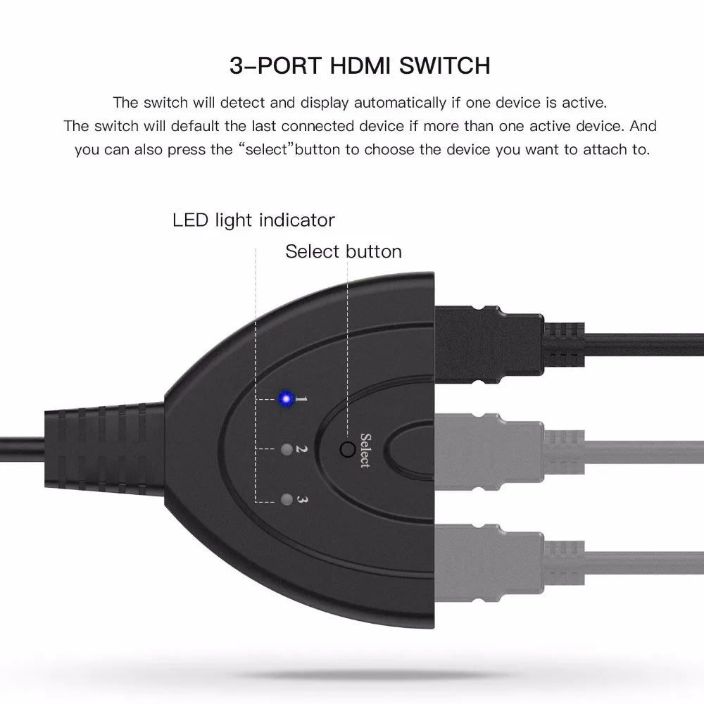 HDMI сплиттер 4K * 2K 3 порта мини коммутатор кабель 1.4b 1080P для DVD HDTV Xbox PS3 PS4 в 1 выход