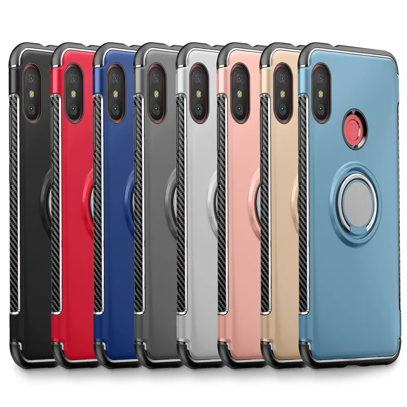 For Xiaomi Mi A2 Lite phone Case 5.84 PC+TPU A2Lite Global Version MiA2Lite case Finger Ring Car Magnet Back Cover |