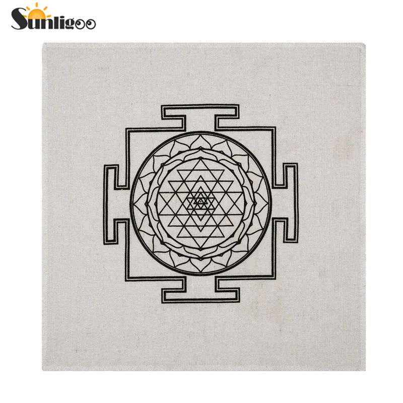 1pc sri yantra Sunligoo 1 шт. sri yantra хлопковая ткань Священная Геометрическая кристальная сетка алтарная ткань для йоги медитации Исцеление энергетический баланс - Цвет: 1pc sri yantra