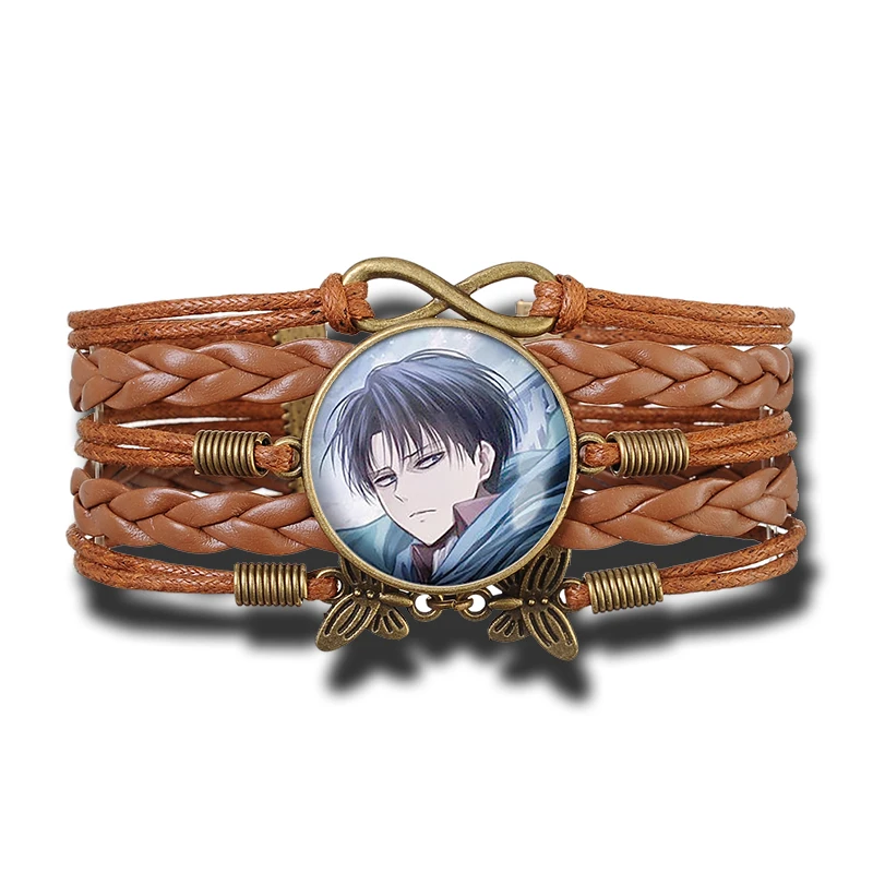 Винтажный кожаный браслет для косплея Леви ривэйл Атака Титанов скаутский