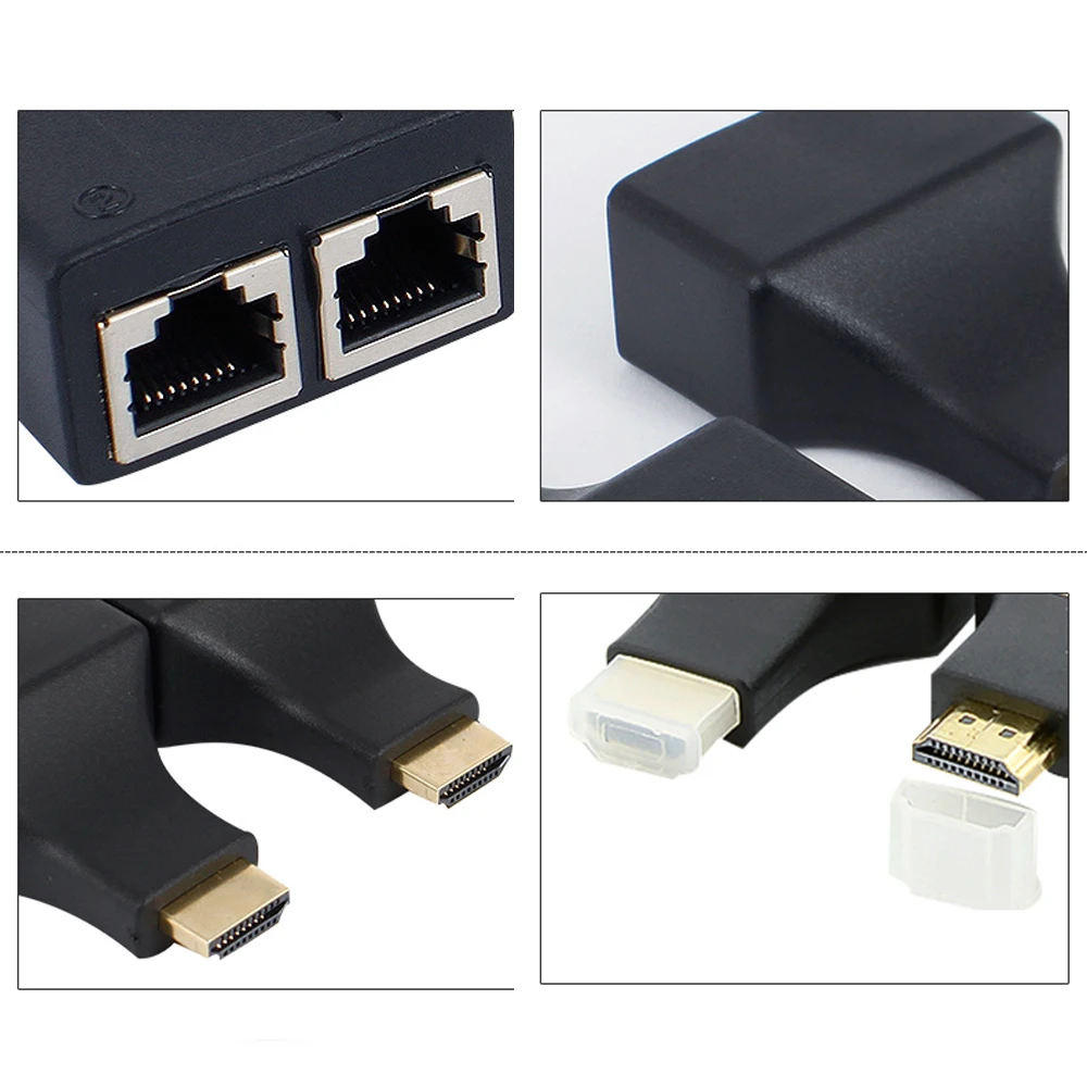 Удлинитель HDMI для 30 м HDMI-кабеля 1 4 штекер-двойной порт RJ45 гнездовой Кабель-адаптер