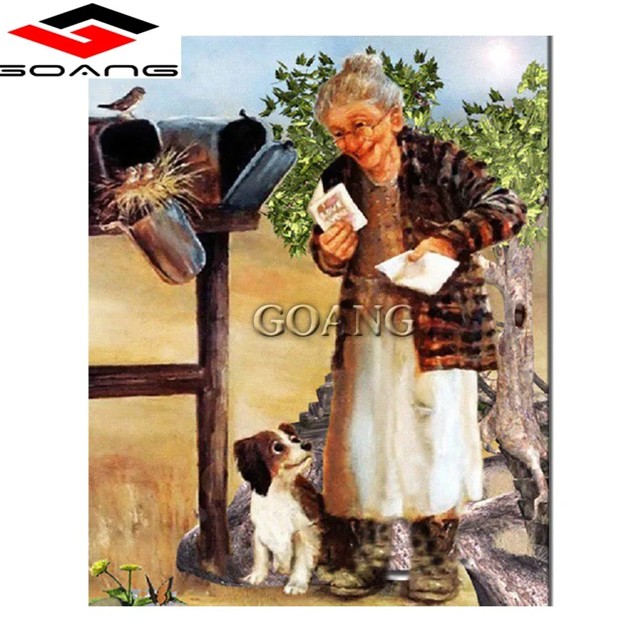 5d diy diamond painting by numbers mosaic embroidery Cross Stitch kits decorative stickers Old lady and dog | Дом и сад