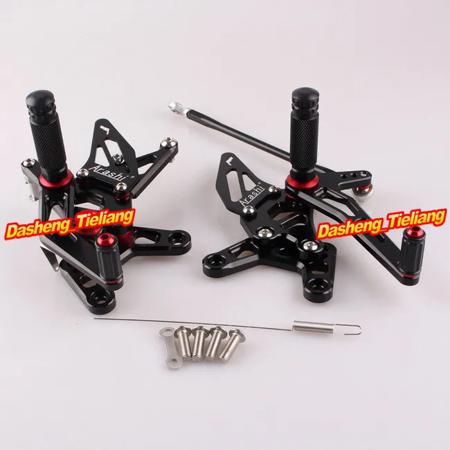 

CNC Rearset задний Набор подножки для Kawasaki Ninja ZX6R 2007 2008 алюминиевый сплав черный, регулируемый