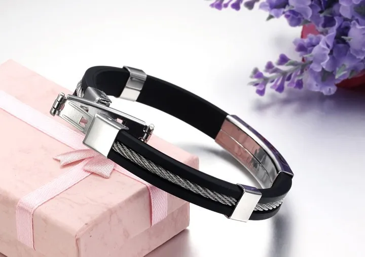 Christian fashion jewelry Stainless Steel cross Bracelet Men Hand-made Silicone Bangle Charm Snake Lover Gift |