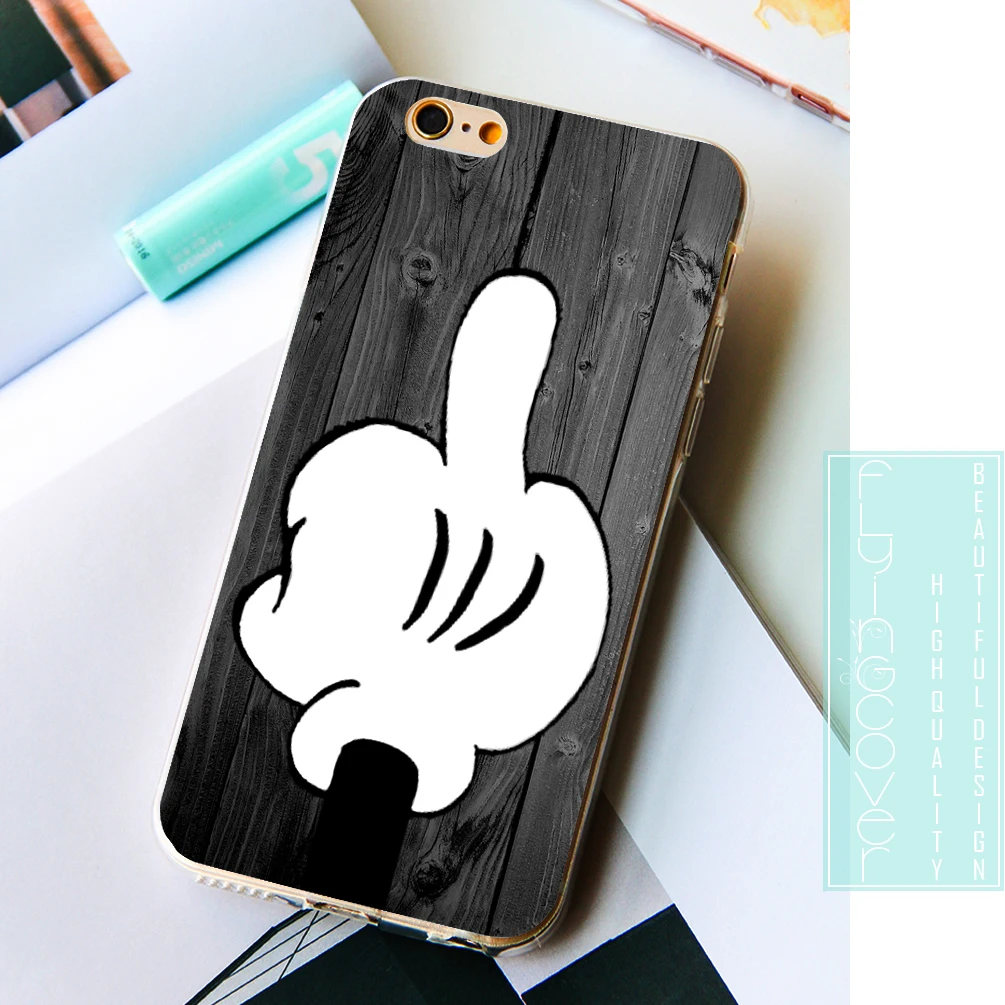 Coque дерево Микки палец Ясно Мягкие TPU телефон силиконовый чехол для iPhone X 7 8 плюс 5S 5