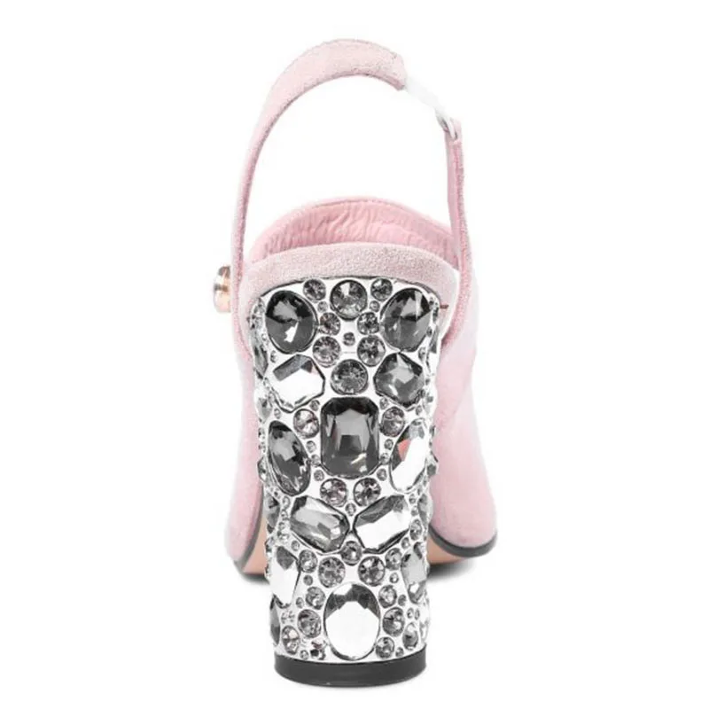 

Tuyoki Size 34-43 Vintage Women Real Genuine Leather High Heel Sandals Beading Round Toe Thick Heel Sandals Women Summer Shoes