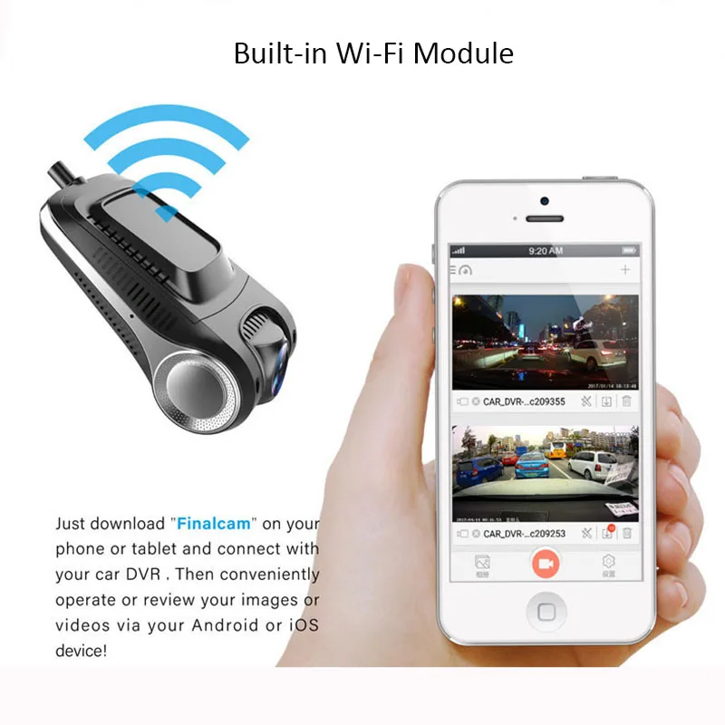 Car DVR 2.0 Full HD 1080P Wi-Fi Dual Lens Rear View DashCam Video Recorder Auto Camera Parking Monitor Motion Detector Registrar |