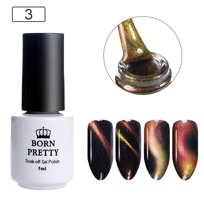 Color3 BORN PRETTY 5 мл 3D глаз хамелеона кота эффект магнитный гель замочить от УФ-гель лак с магнитом палочка дизайн ногтей лак украшение - Цвет: Color3