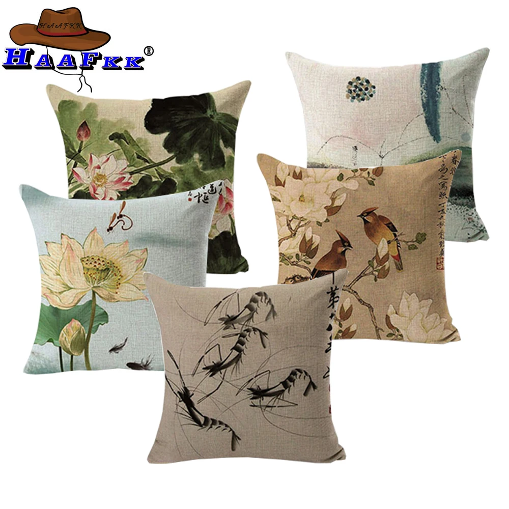 Расслабляющая наволочка для подушки в китайском стиле Lnk Lotus Cojines Garden 40*40 см