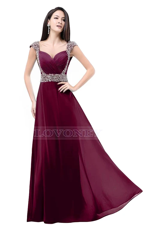 Wine Red Color 44 DEERVEADO, дизайн, ТРАПЕЦИЕВИДНОЕ, милое, шифоновое, с бисером, длина до пола, длинное вечернее платье, официальные платья, vestido de festa S321 - Цвет: Wine Red Color 44