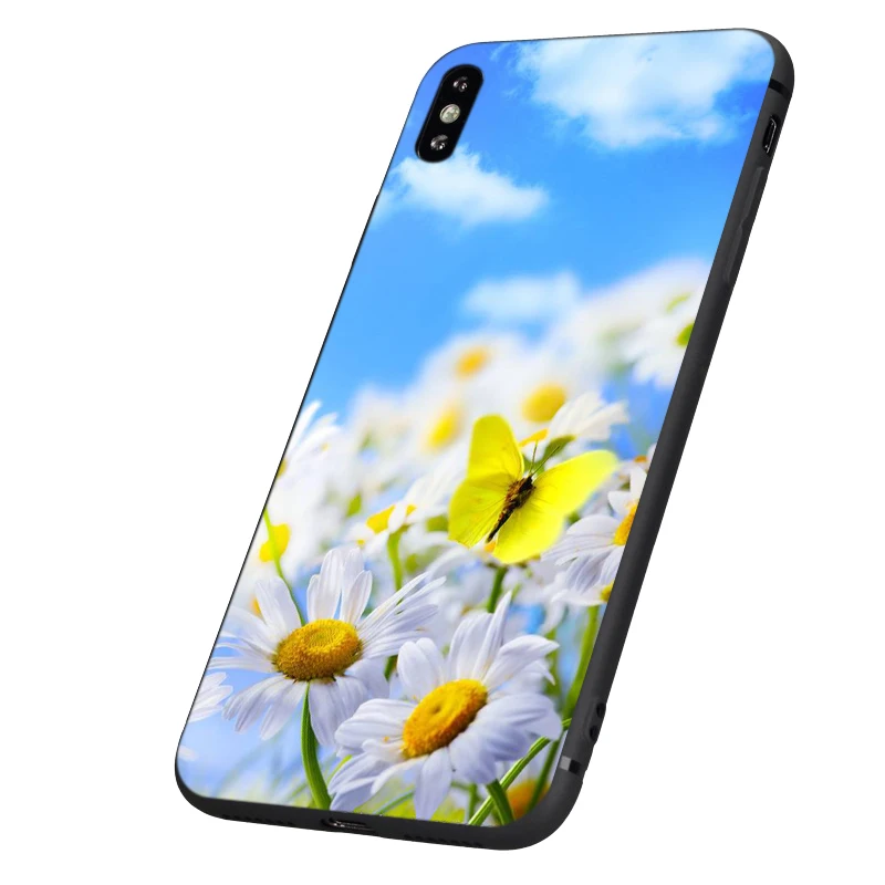 Черный чехол из ТПУ для iphone 5 6 6s 7 8 plus x 10 XR XS 11 pro MAX четыре листа божья коровка
