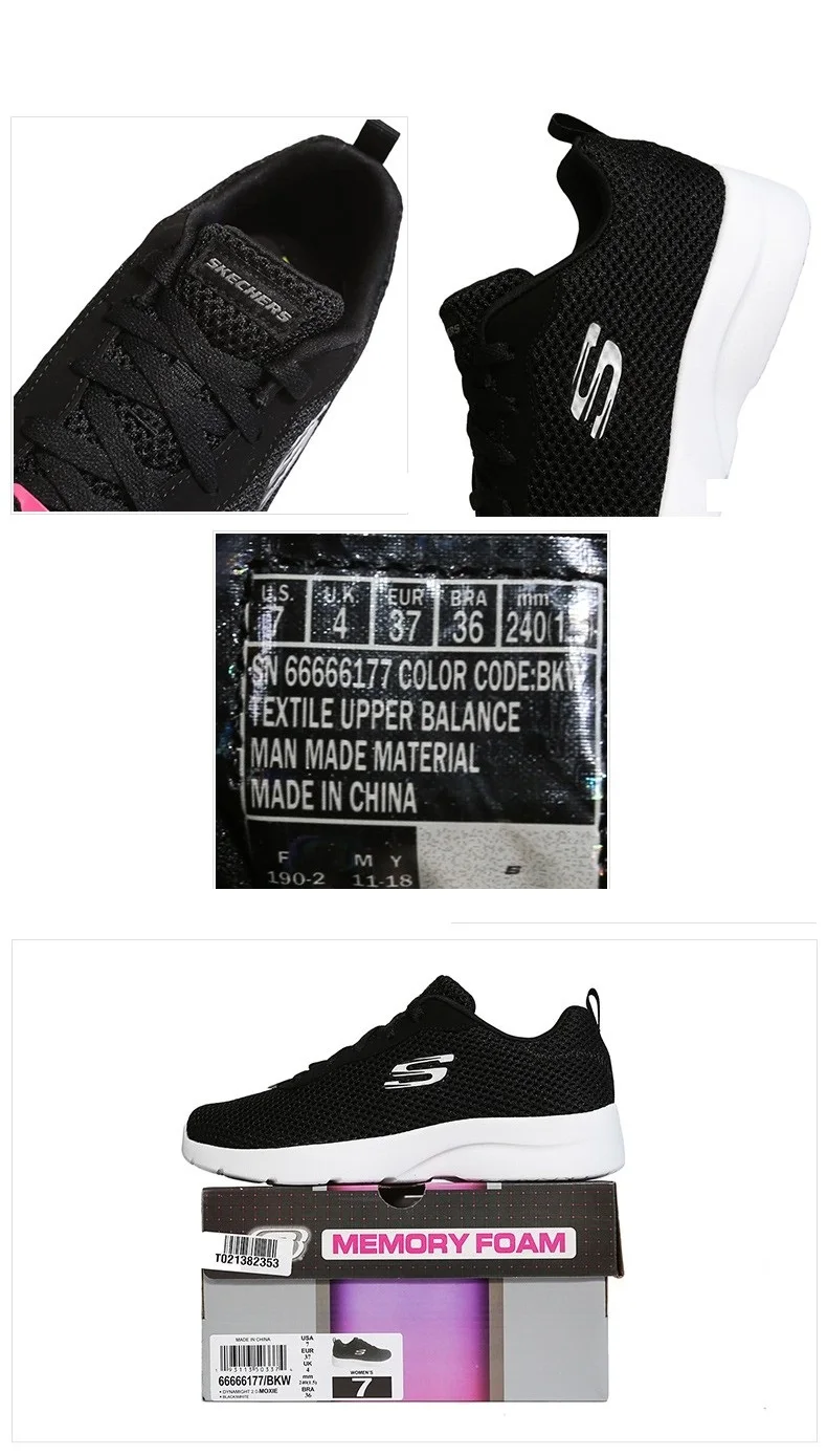 Skechers/; брендовая дизайнерская спортивная обувь для бега; дышащие кроссовки; сезон весна; удобная повседневная обувь на шнуровке для женщин; 66666177-BKW