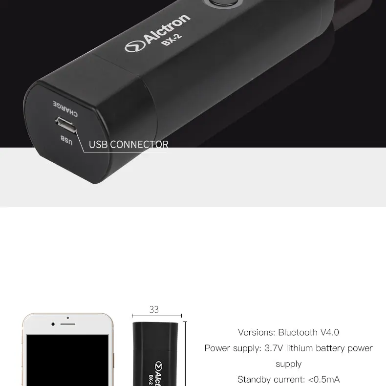 Alctron BX-2 портативный беспроводной преобразователь Bluetooth XLR интерфейс аудио приемник изменение кабельного устройства в беспроводное устройство BX2