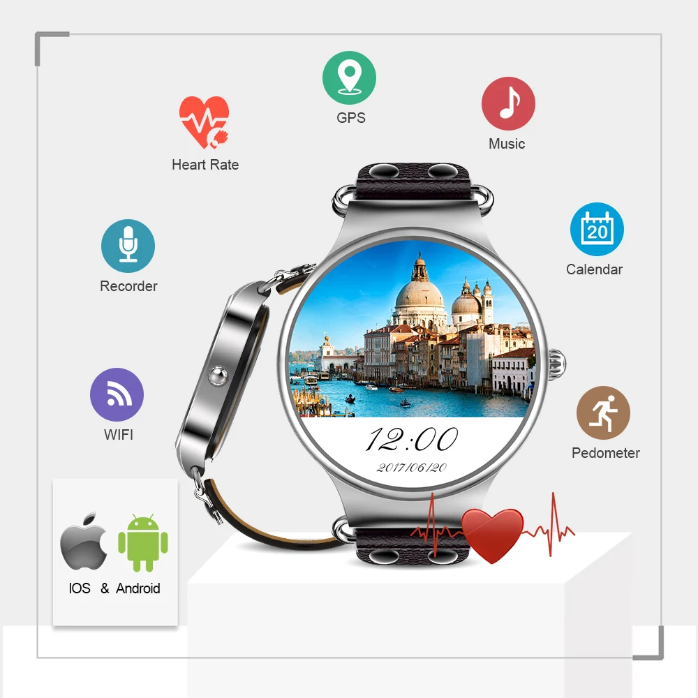 Jspb Kingwear kw98 Android 5.1 Bluetooth Smart Watch MTK6580 1.39 дюймов HD 3G WI-FI GPS сердечного ритма SmartWatch PK kw88 |