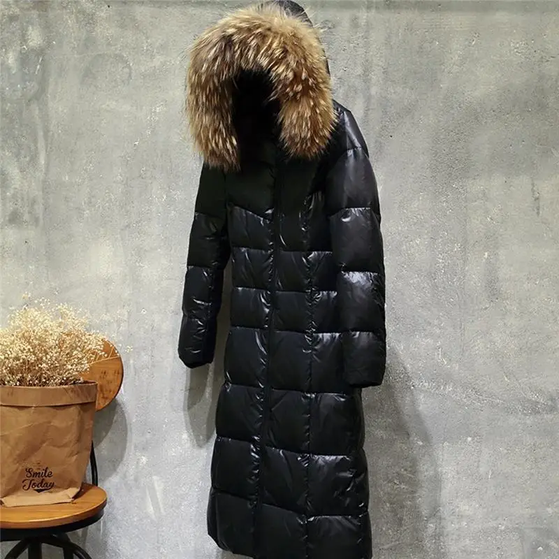 

Plus Size 3XL Women Winter Warm Thicken Loose Casual Down Coat Female Grey Goose Down Faux Fur Collar Hooded Jackets Outwear D34