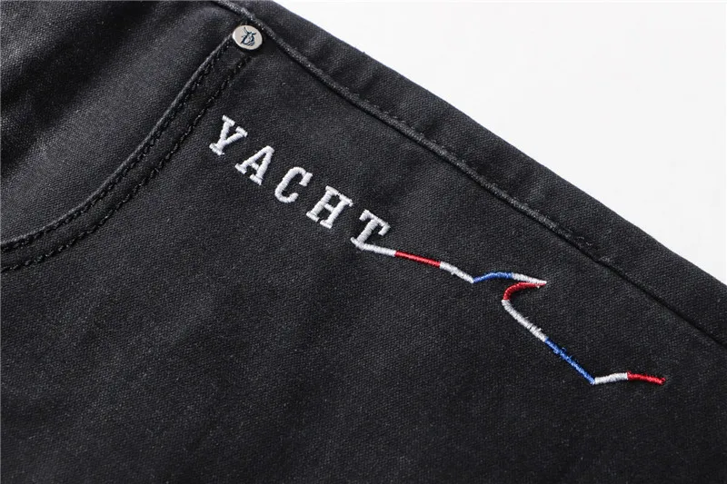 TACE& SHARK, брендовые джинсы, брюки для мужчин, новинка, черные джинсы, деловые, повседневные, мужские, деним, узкие брюки, классический стиль, с вышивкой акулы