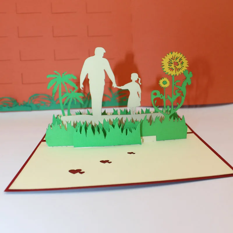 3D лазерная резка ручной работы солнечный цветок с папой и дочкой бумажные
