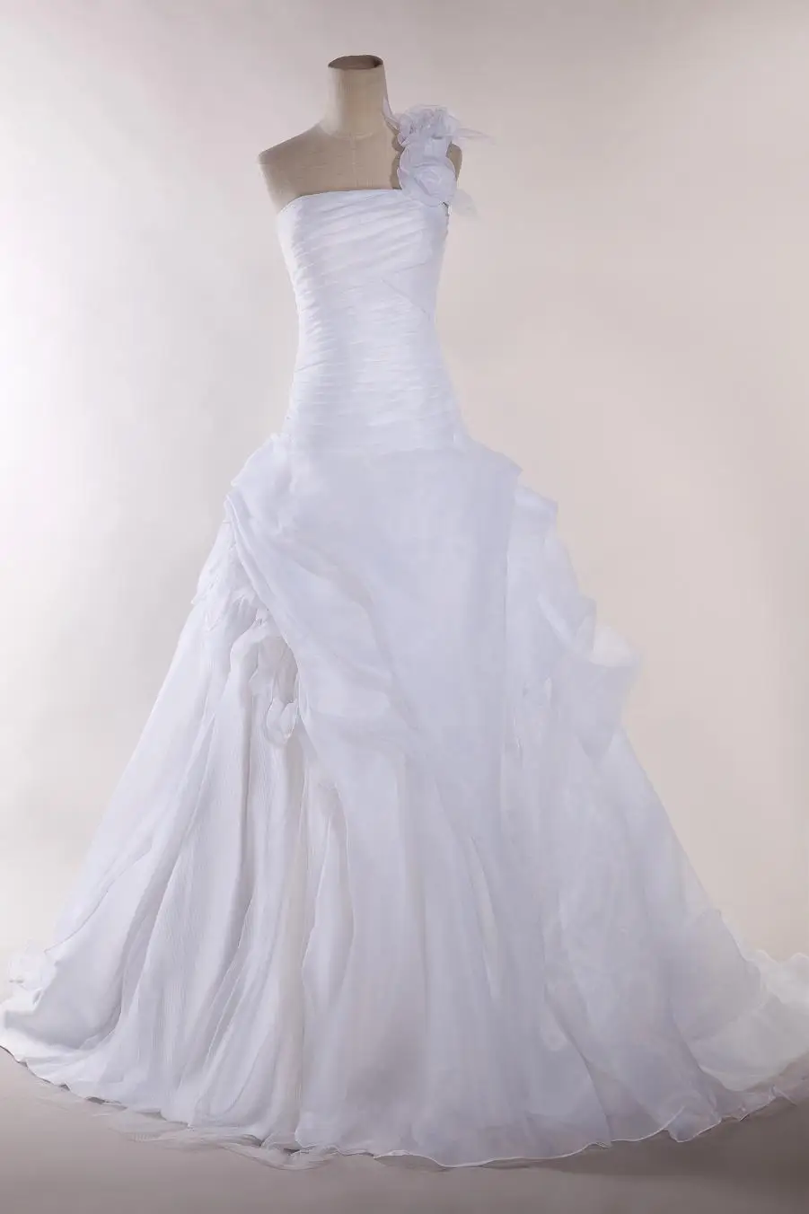 8 Hot Sale Sexy Wedding Dress Bride Party Gowns Ball Gown One Shoulder Flowers Sleeveless Organza Vestidos De Novia | Свадьбы и