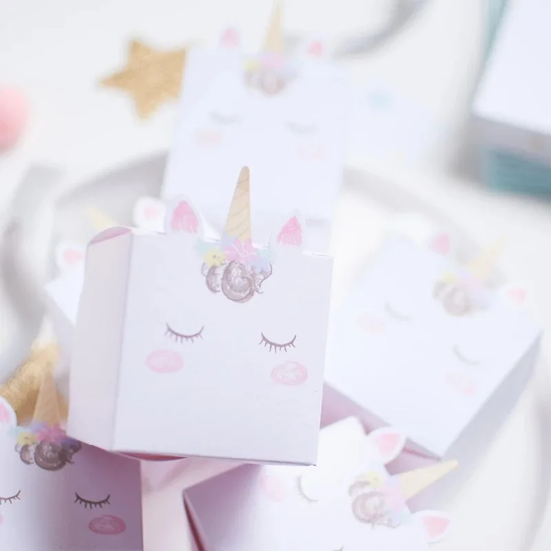 10 шт./лот DIY Розовые Конфеты единорог коробка бумажная коробка для торта Свадебная вечеринка украшения детский душ дети на дни рождения, особые события подарки