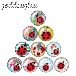 Новинка, божья коровка, пчела, пчела, моль, 10 шт., 12 мм18 мм20 мм25 мм30 мм, круглые стеклянные аксессуары для демонстрации кабошона с плоской спинкой