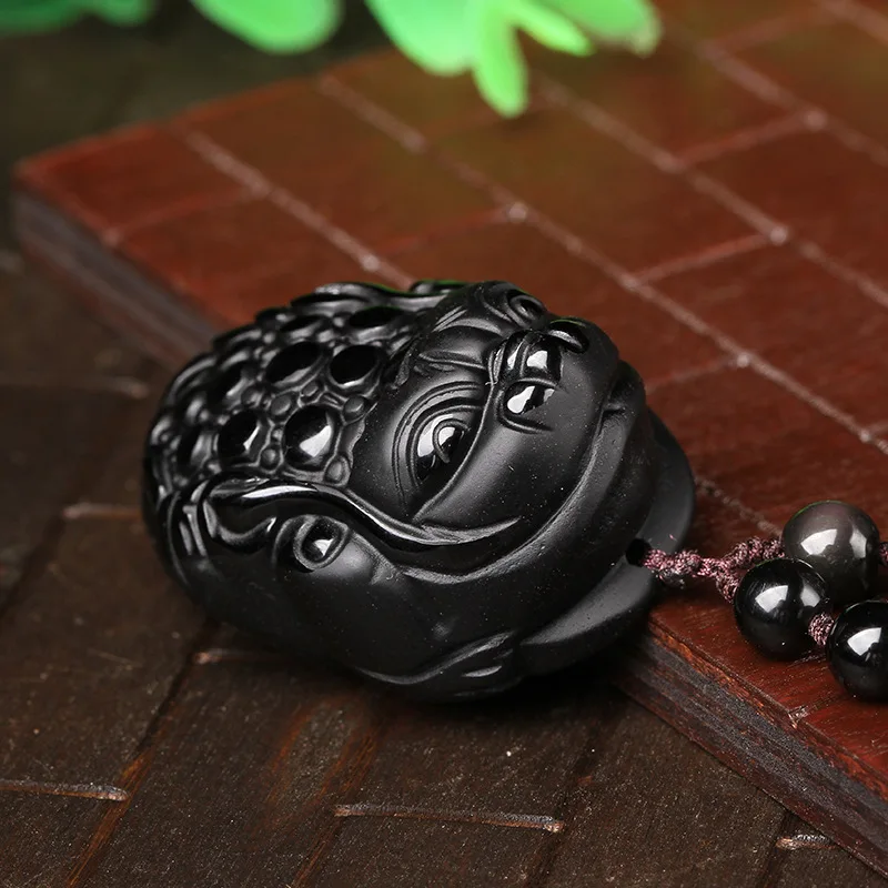 Натуральный светильник счетчик подлинной матовый черный обсидиан кулон