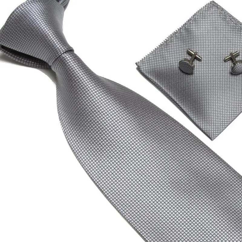 Набор запонок для мужчин, галстук, платок, запонки