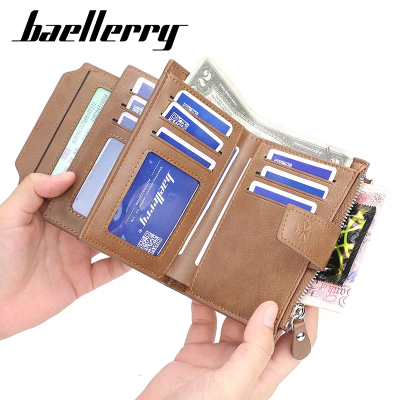 2019 мужские кошельки baellerry Hasp короткие однотонные модные на молнии Держатель для