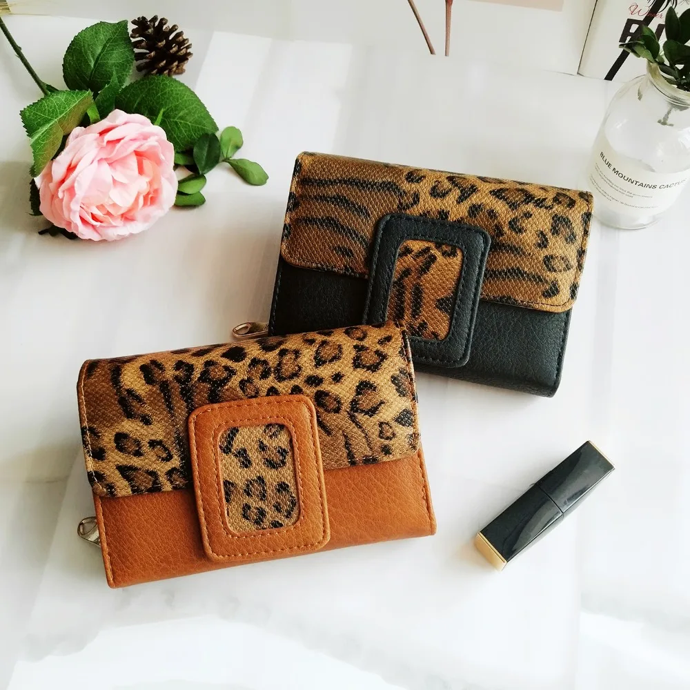 ZIWI Модные леопардовые Для женщин кошелек короткие Роскошные одноцветное