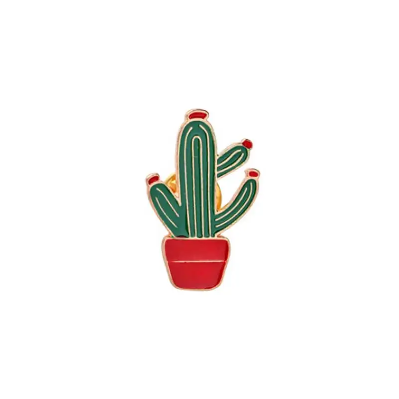 Cactus 2 Милый значок растения в горшках воротник обуви эмаль брошь кокосовое дерево кактус листья саплинг одежда мультфильм шпильки значок для женщин - Окраска металла: Cactus 2