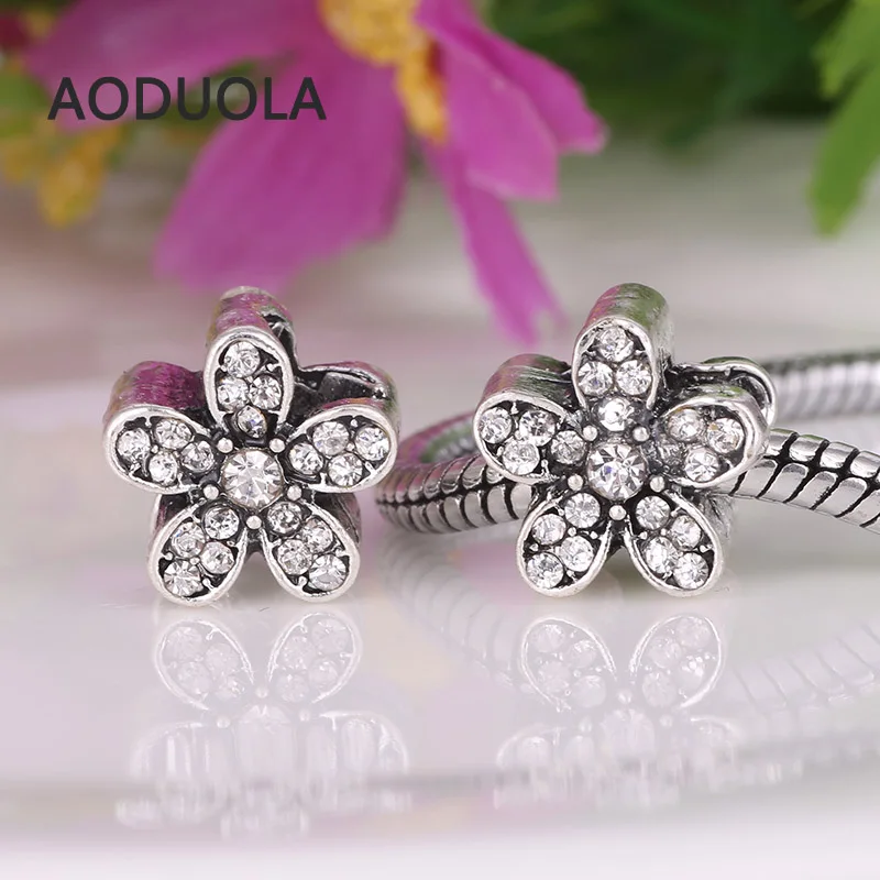 Посеребренные бусины из сплава в форме цветка стразы рукоделие большое