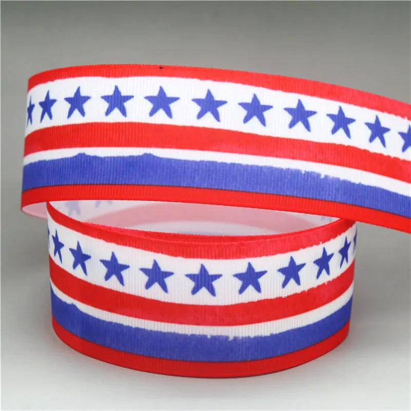 DHK 1 5 дюйма 10 ярдов космос США звезда Печатный grosgrain искусственный бант головные