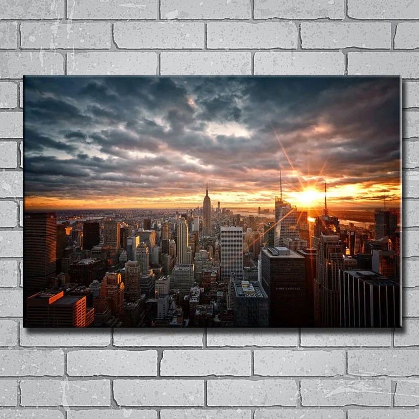 Y136 Morning Sunrise New York City Skyline Clouds 14x21 24x36 27x40 дюймов художественный шелковый холст с