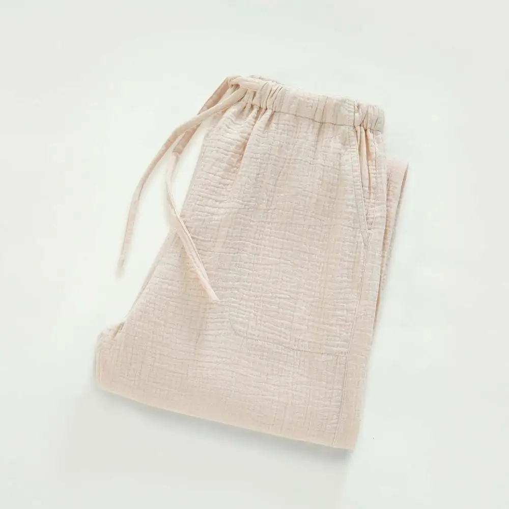 women beige Размера плюс хлопок Мягкий Весна Лето Женский сон нижняя часть пижамы штаны для сна брюки свободные пижамы женские мужские пижамы брюки - Цвет: women beige