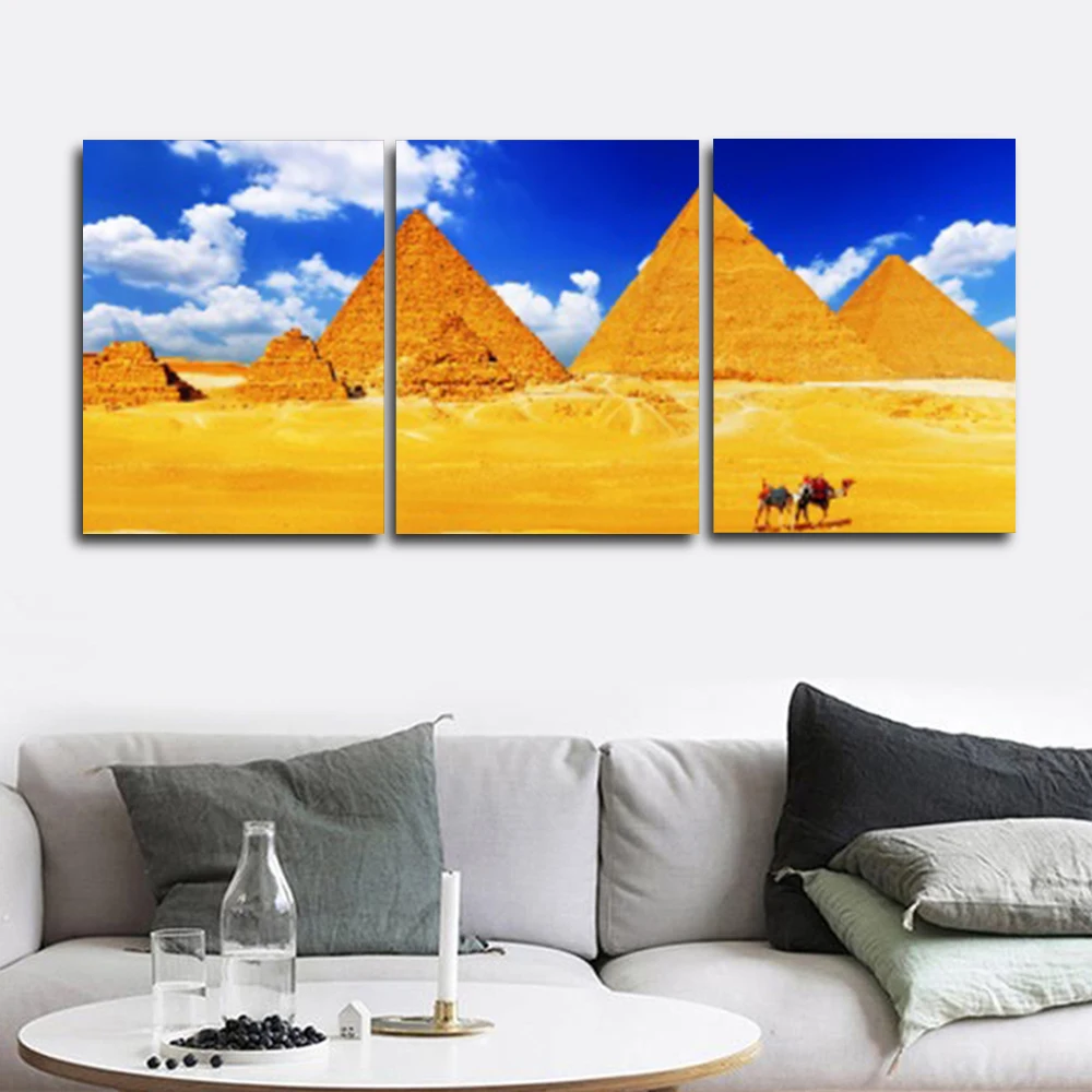 

Laeacco Abstract Places of Interest Posters and Prints Pyramid Wall Artwork Paint On Canvas Painting Living Room Home Decor