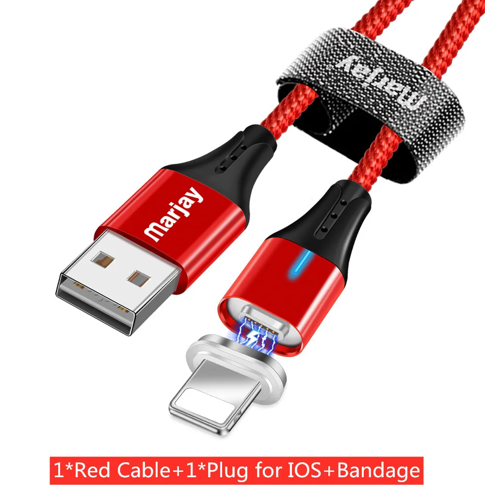 Red For iphone Магнитный кабель Marjay 3A для быстрой зарядки и передачи данных, кабель Micro usb type-C для iPhone, samsung, Xiaomi, huawei, Магнитный зарядный кабель - Цвет: Red For iphone