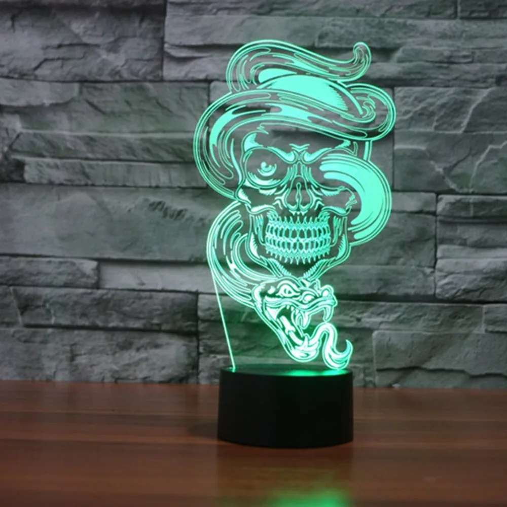 7 цветов Изменение Настольная лампа форма призрака Touch 3D светодио дный